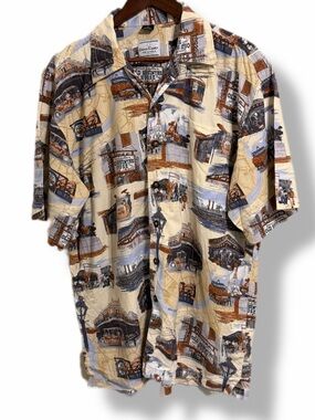 David Carey Originals New Orleans French Quarter Camp Shirt XL Cotton Raton